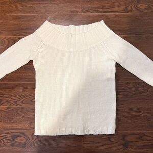 Revamped Off-the-Shoulder Cream Sweater